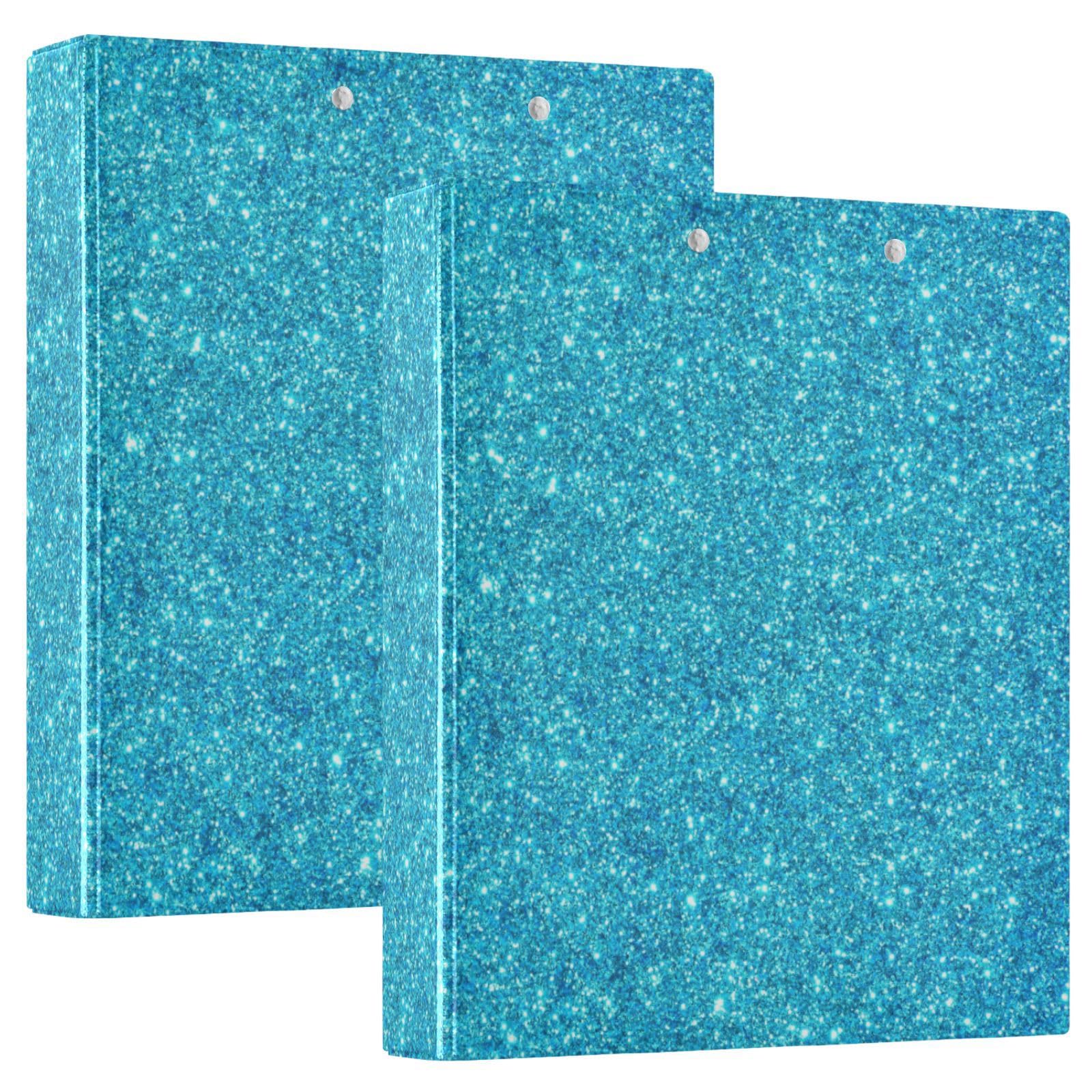 Blue Sparkling Round Ring Binders 1.5 Inch 3 Ring Binder with Clipboard Holds 200 Sheets Office Home School