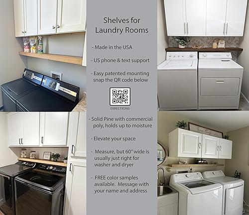 Vista 182 de joelsantiques - Estante rústico y contemporáneo con soportes, pino macizo, hecho a mano en Estados Unidos, 2 pulgadas de grosor x 8 pulgadas de Gris