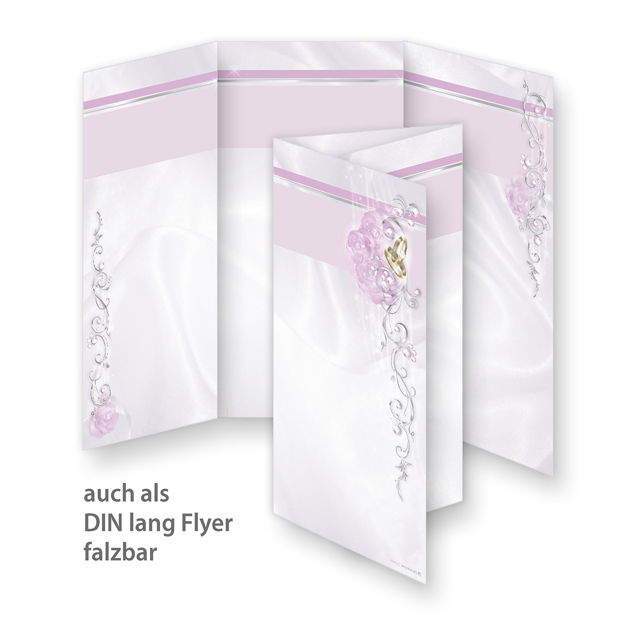 Briefpapier Hochzeit silbergrau (100 Sets inkl. Kuverts) beidseitig bedrucktes A4 Schreibpapier inkl. Kuverts, mit Eheringen und Ranken für hinreissend schöne Hochzeitspost, vielseitig verwendbar