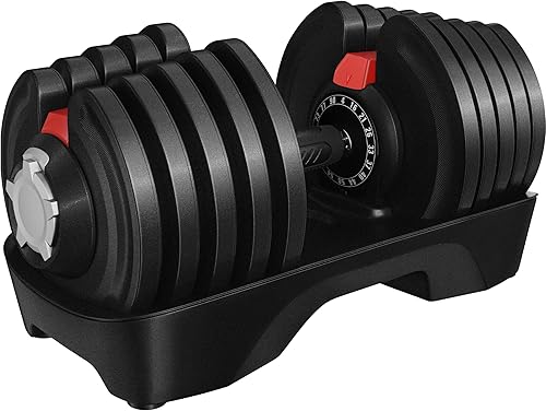 Miniatura 14 de Yaheetech Juego de mancuernas ajustables de 28/40/52.5/90 libras, mancuernas ajustables de ajuste rápido, juego de pesas con mango antideslizante y