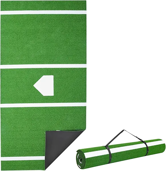 VEVOR Baseball/Softball Batting Mat with Home Plate - Anti-Fade Turf, Portable Hitting Trainer for Cage/Indoor/Outdoor Practice Green