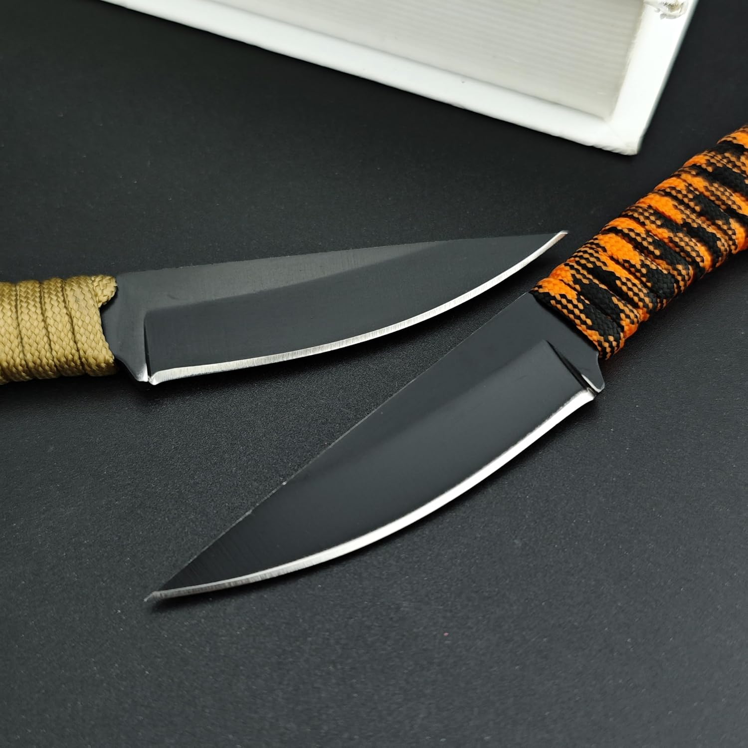 Portable EDC Fixed Blade Knife，2.8'' 8Cr13Mov Steel Blade,Nylon Rope Handle with Kydex Sheath and Pocketclip，Gifts for Men Women，Lightweight Full Tang Knives for Camping Hiking Fishing (Orange)