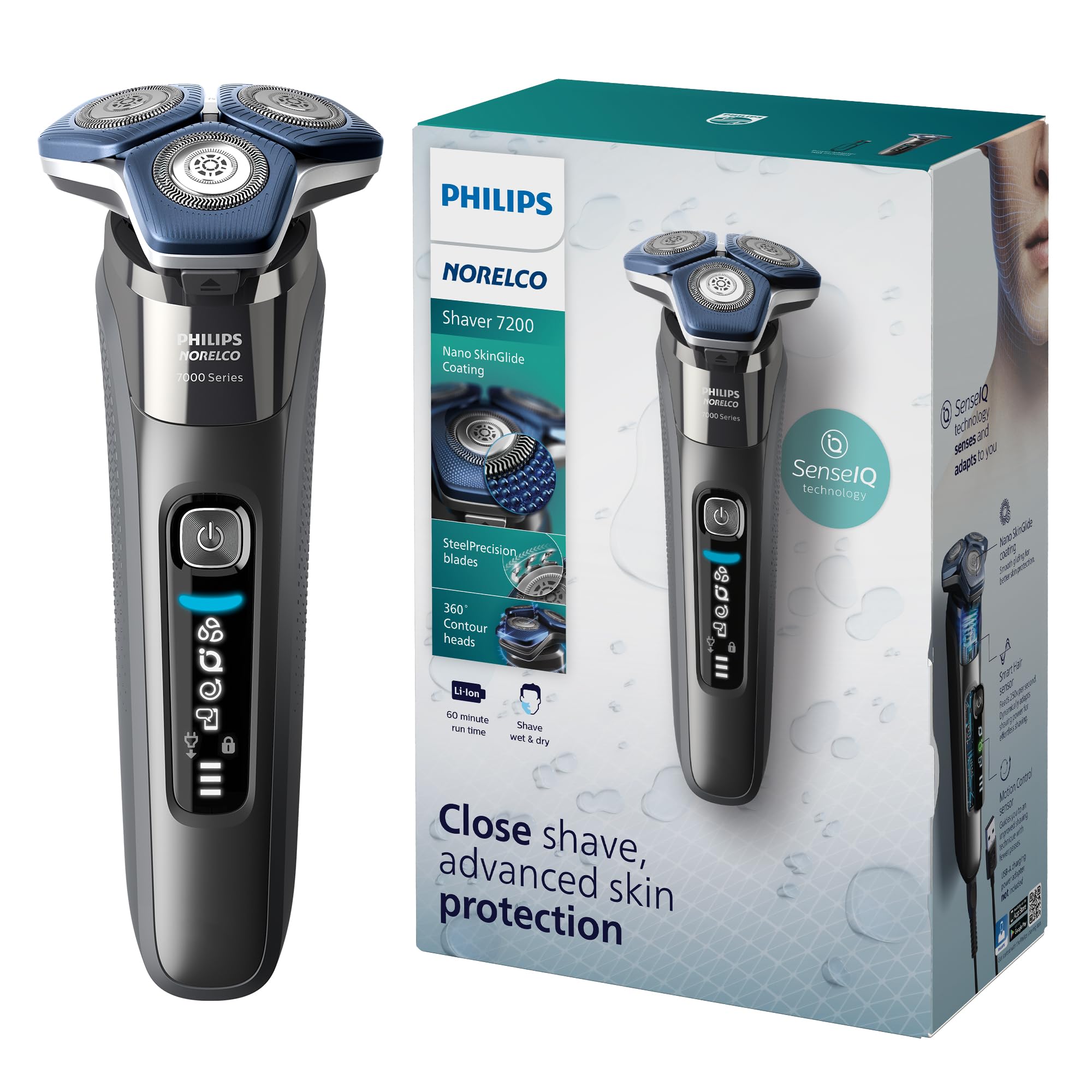 philips norelco shaver 7200 rechargeable wet amp dry electric shaver with senseiq technology and pop-up trimmer s788782