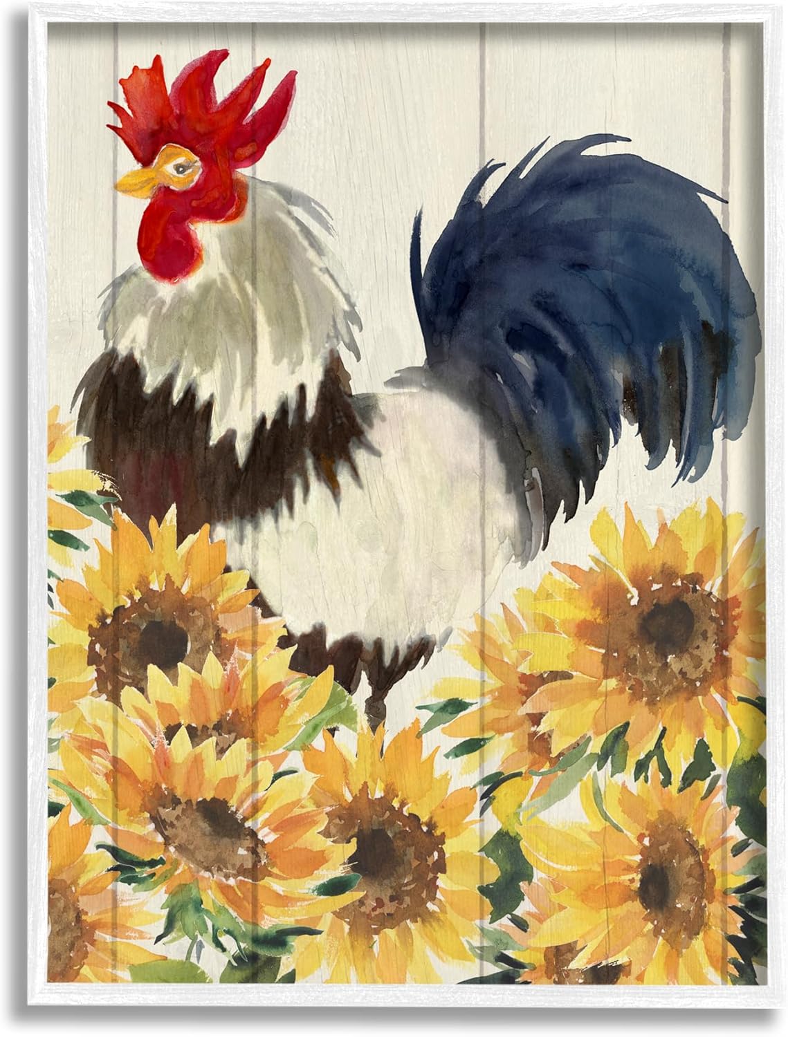 Stupell Industries Country Rooster & Sunflowers Framed Giclee Art by Corinne Haig