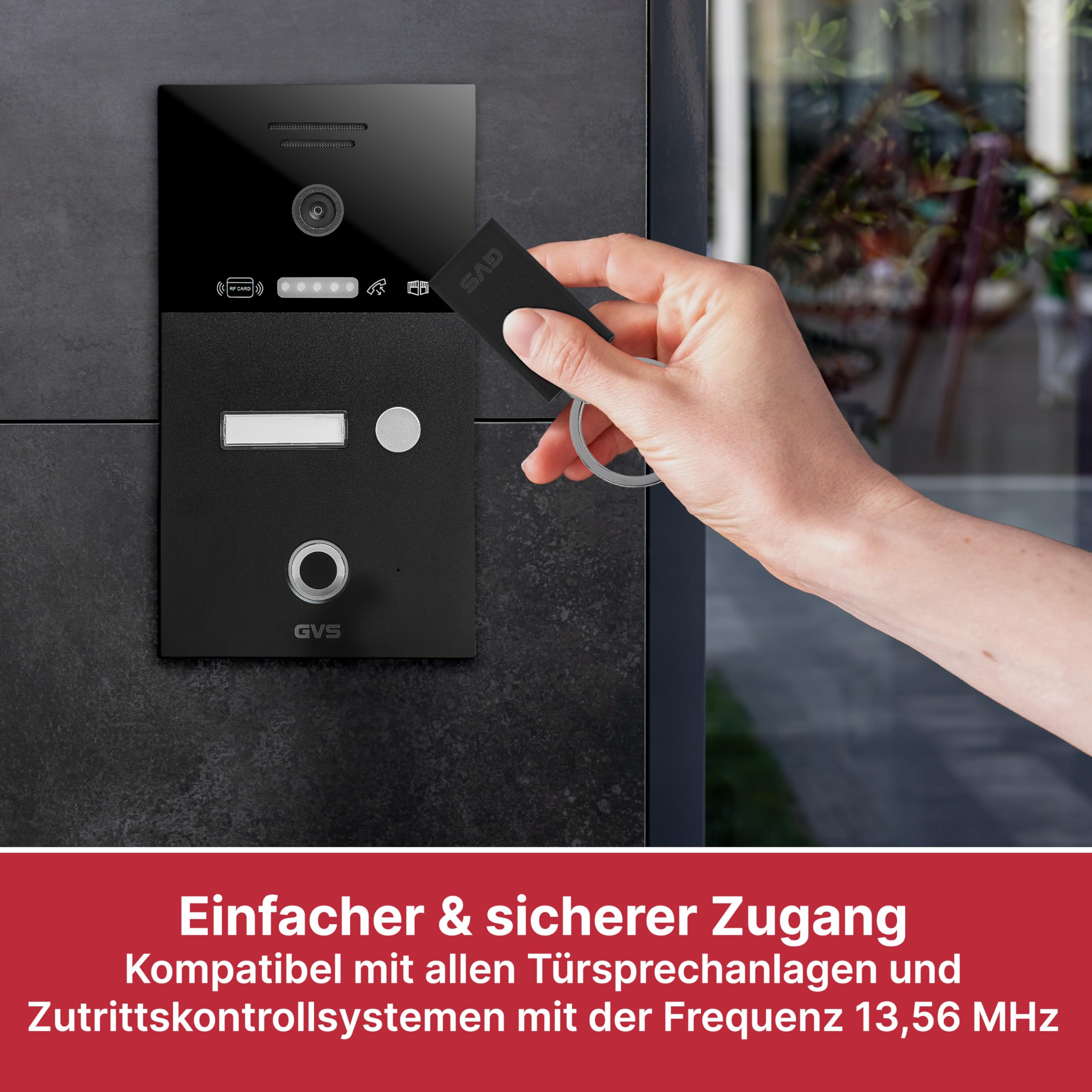 GVS RFID Schlüsselanhänger - Sicherer Zugang für alle Türsprechanlagen & Zutrittskontrollsysteme mit schlüssellosem Zugang dank verschlüsselter RFID Übertragung