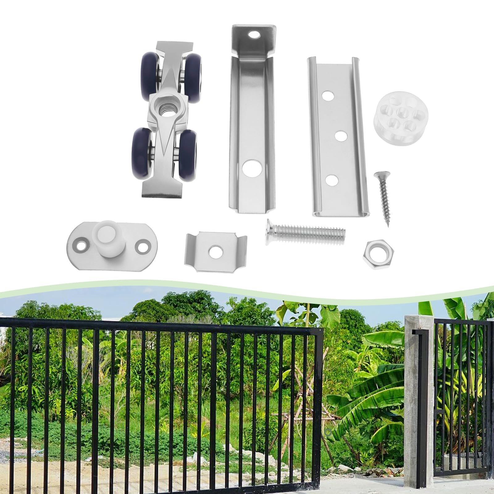 YINETTECH 2 Sets Pulley Sliding Door Kit Single Axle 4-Wheel Zinc Alloy Ailent Pulley for Wooden Sliding Door Hotel Ssliding Door Folding Door 7.5x2.2cm - Image 3