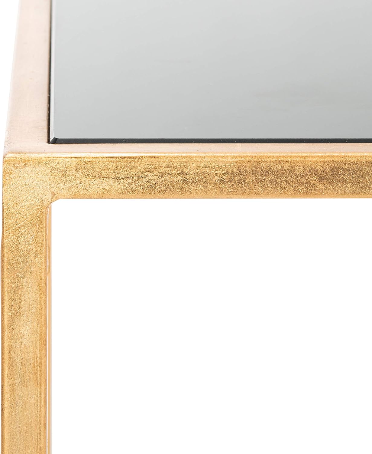 SAFAVIEH Home Collection Kiley Gold Leaf/ Black Glass Mirror Top Square Side End Accent Table