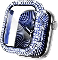 Vista 20 de KADES - Funda protectora completa compatible con iWatch, con protector de pantalla de vidrio templado incorporado, brillante y con diamantes