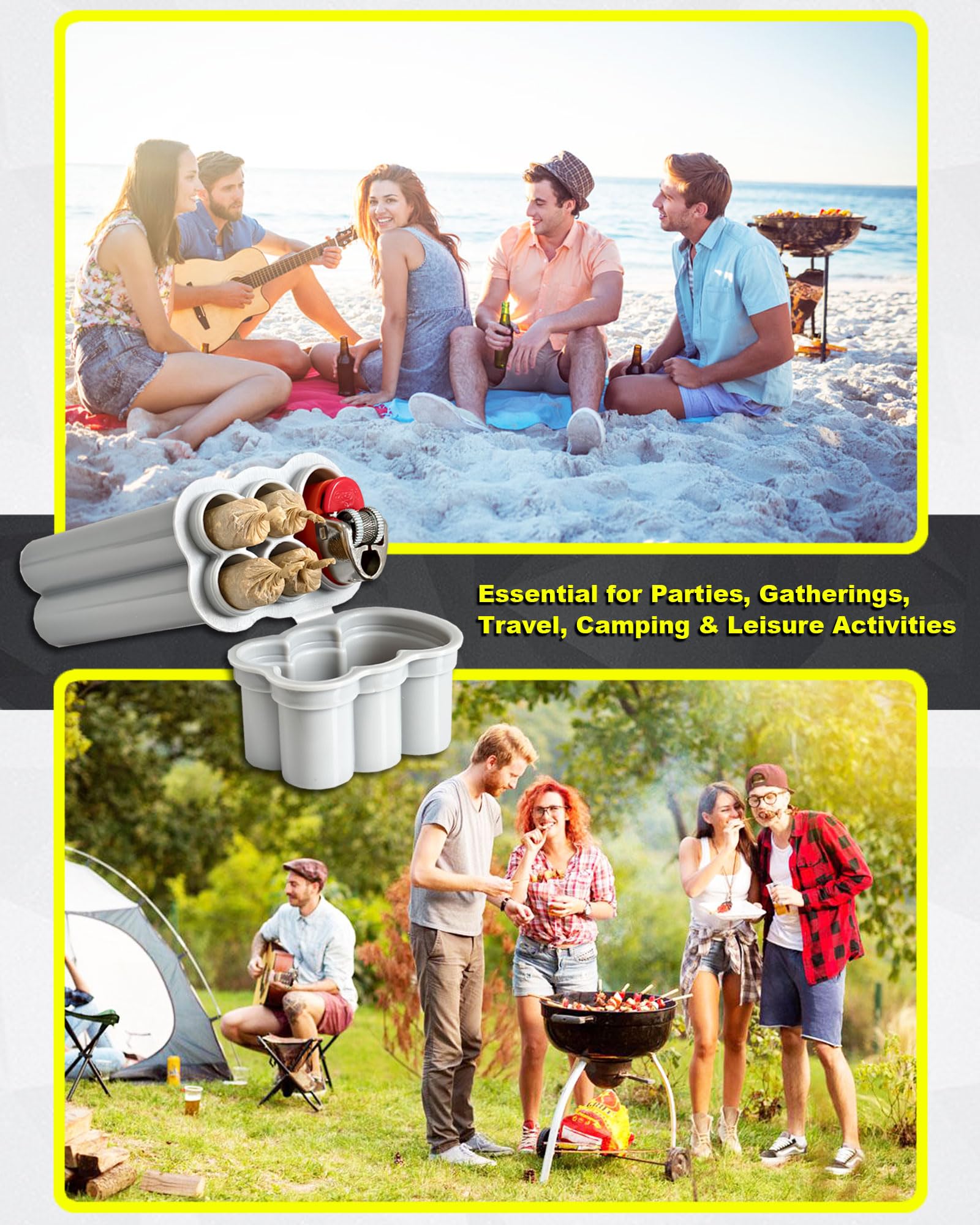 4-Hole King Size Pre-roll Cone Holder Case, Cigarette Case for Regular Size Cigarettes & King Size, Small Container Lighter Box, Smoking Accessories for 1-1/4 Size Pre Rolled Rolling Paper: 3 PACK GREY 4-6 Capacity