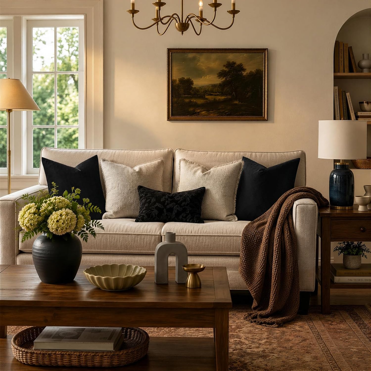 GIGIZAZA Black Velvet Pillow Covers 22x22 Decorative Pillows Pack of 2 image 2