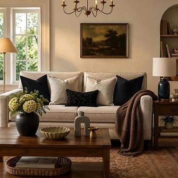 GIGIZAZA Black Velvet Pillow Covers 16x16 Decorative Pillows Pack of 2