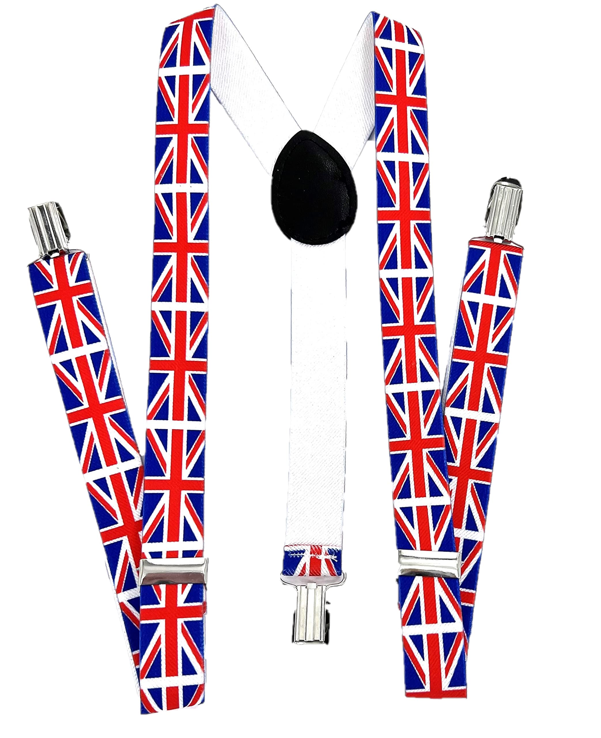 HENBRANDT Union Jack Braces for Trousers Adult Suspenders for Men and Women Union Jack Fancy Dress Royal Coronation Costume Accessories Adjustable Braces with Metal Clips