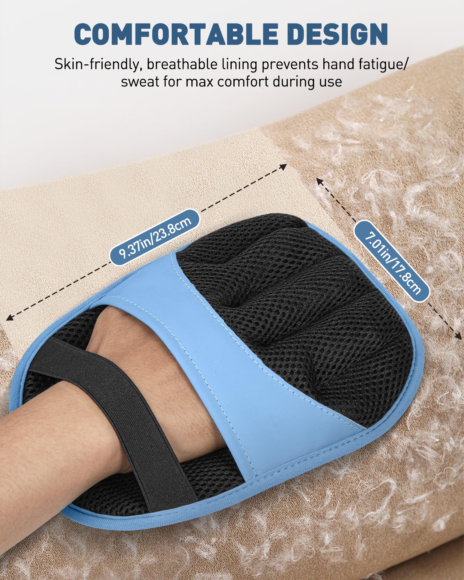 2 Pack Pet Hair Removal Glove - Electrostatic Magic Brush Gloves Pet Hair for Dogs and Cats, The Magic Brush Pure Path Yomi Pet Grooming Needs, Fur Remover for Furniture, Clothes, Car Seats (Blue) - image 2