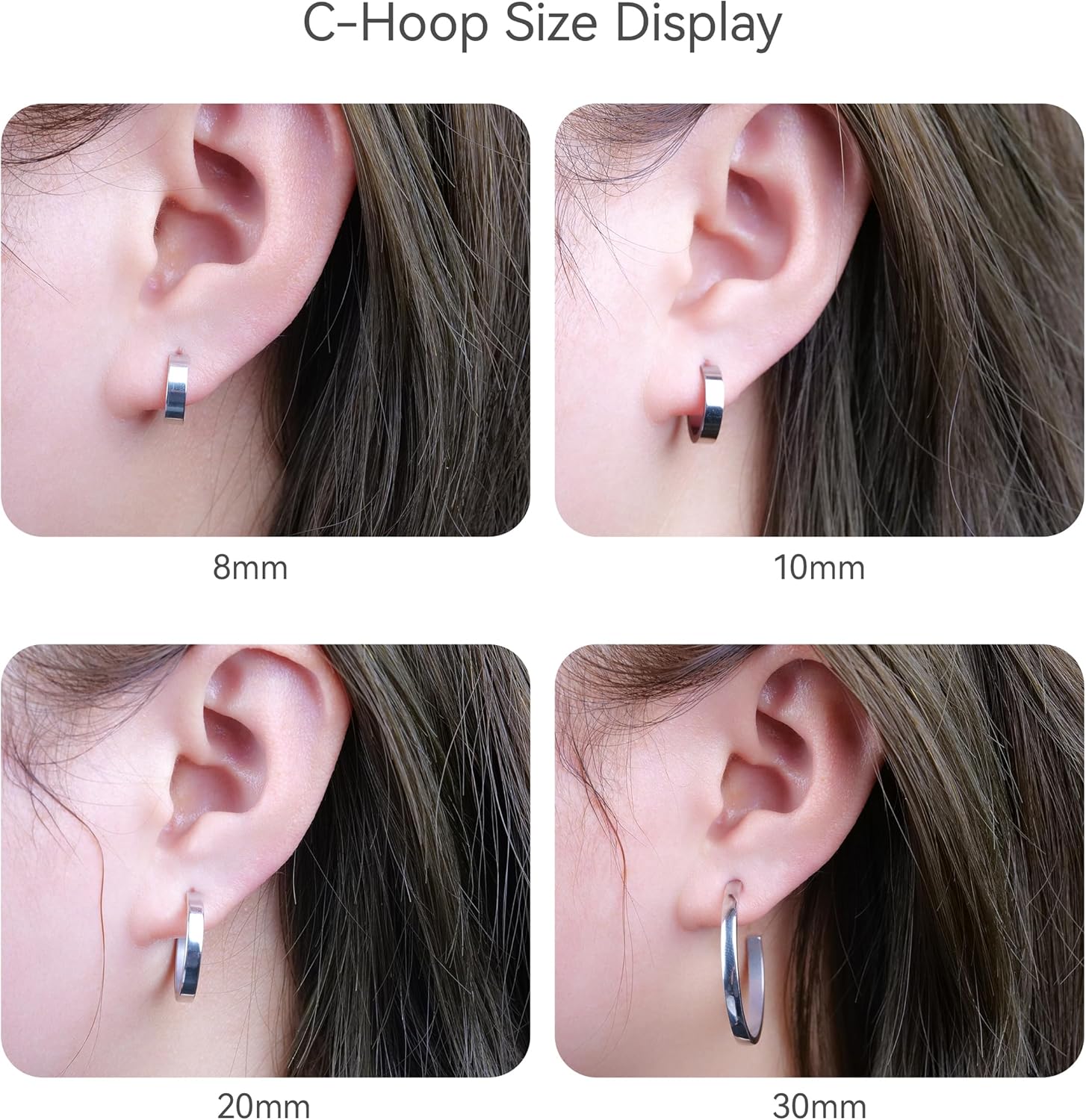 Limerencia Hypoallergenic G23 Pure Titanium Big Post Thin Square Edge Open Hoop | F136 Implant Grade Womens Dainty Hoop Earrings | Lightweight for Sensitive Ears - Image 2