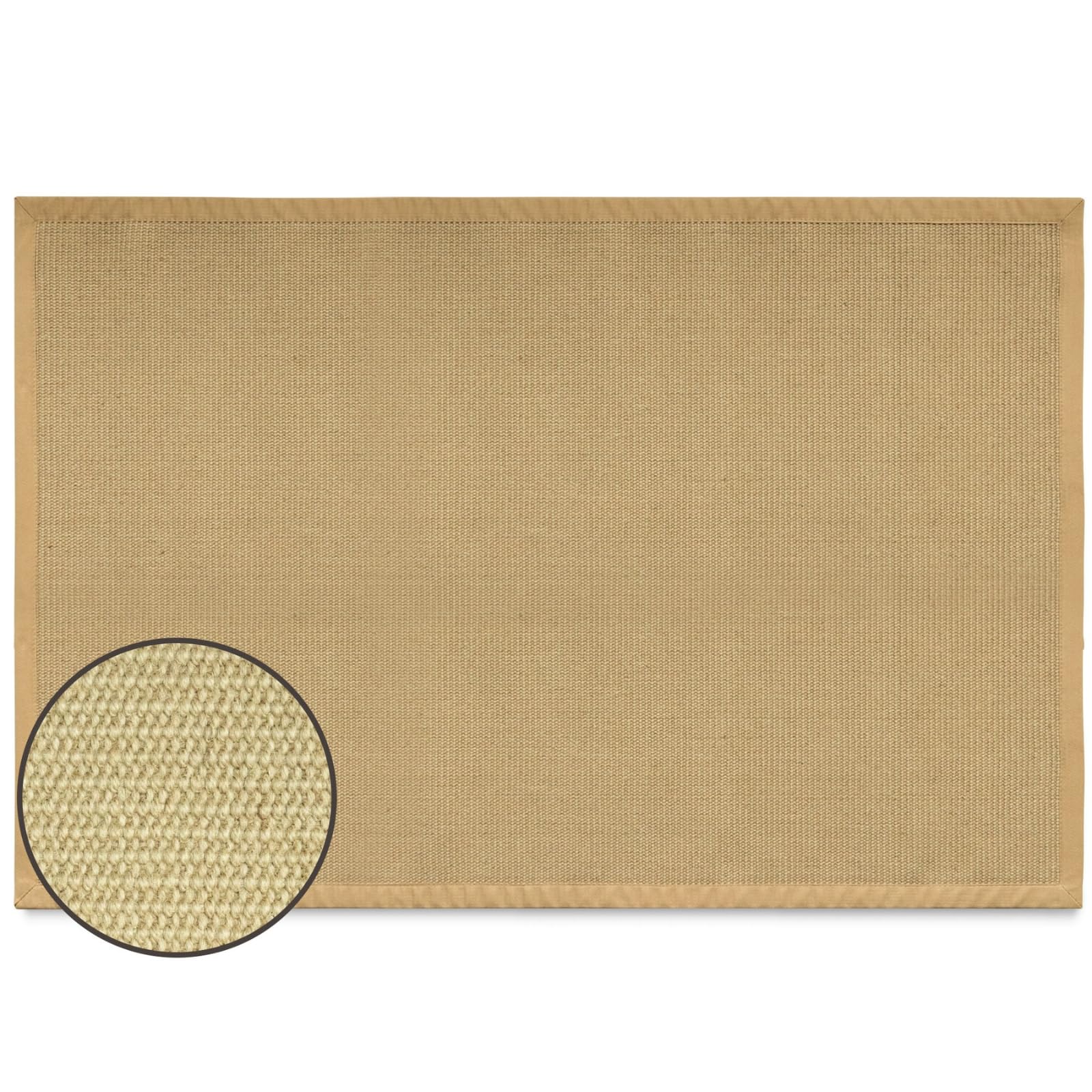 KARAT Bombay Tapis 200 x 200 cm, en sisal Naturelle avec Dos antidérapant, Bordure en Coton, Tapis décoratif élégant et Durable pour Salon, Chambre, Couloir ou Bureau – Protection de Sol écologique