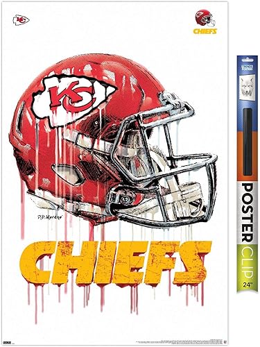 Trends International NFL Kansas City Chiefs - Póster de pared con casco de goteo, 22.375 x 34 pulgadas, paquete de póster y clip de alta calidad