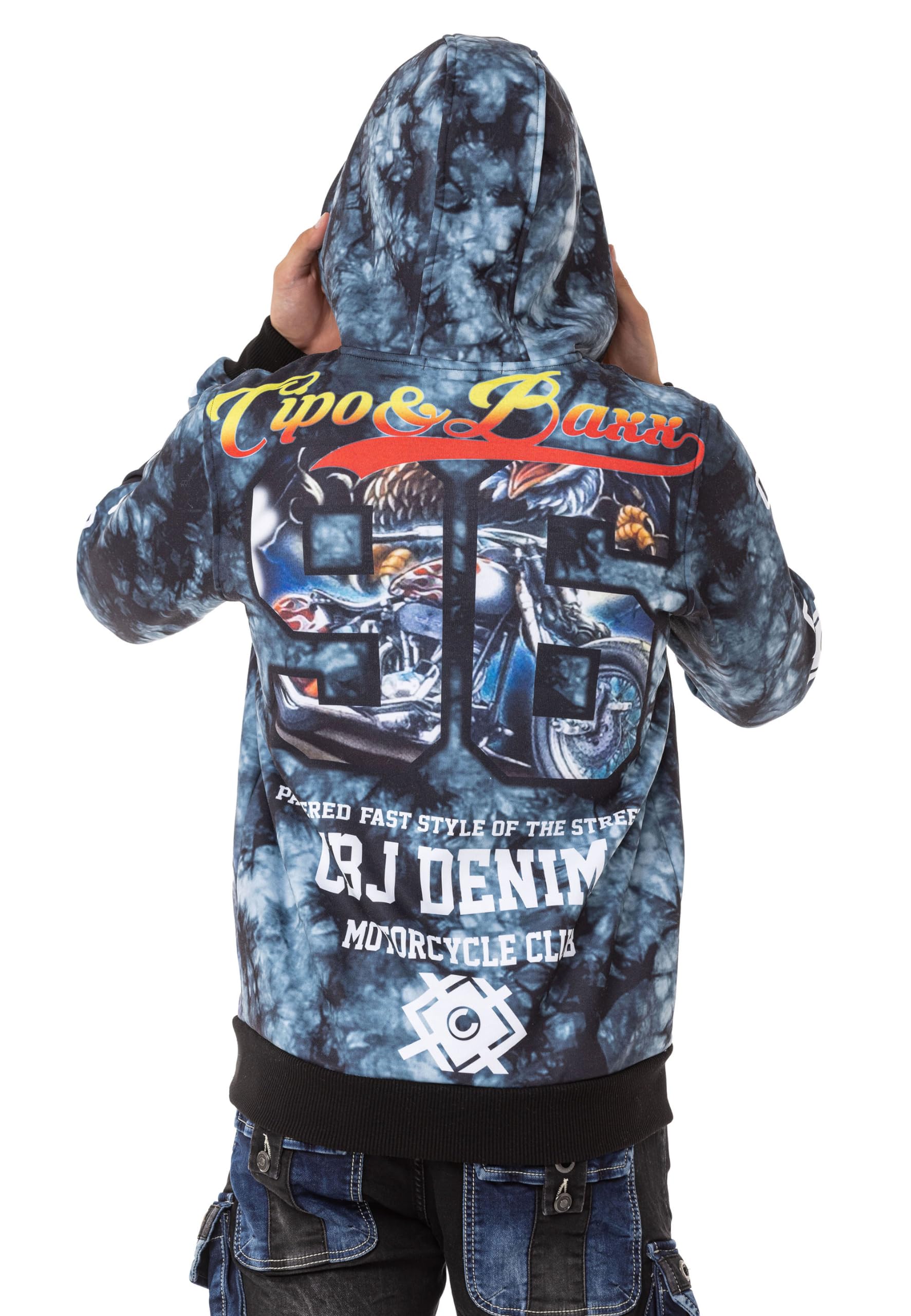 Cipo & Baxx Sudadera básica con capucha y cremallera para hombre