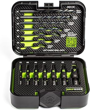 GRIPEDGE Tools | 14PC G-FORS Extractor Set | Sizes #1 - #7 | Left Hand Drill Bits Included | Removes Broken Studs, Stripped Bolts/Screws | Includes Premium Plastic Case with Foam Insert |
