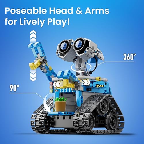Miniatura 5 de Sillbird Kit de construcción de robot con control remoto, regalos STEM para niños de 8 a 12 años, juguetes robóticos de codificación técnica para