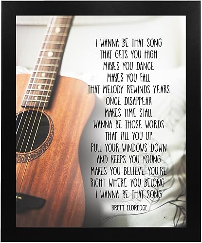 Miniatura 6 de Brett Eldredge - I Wanna Be That Song Lyric Wall Art Print, This Ready to Frame Country Music Wall Art Poster Print is Good For Music Room, Home,