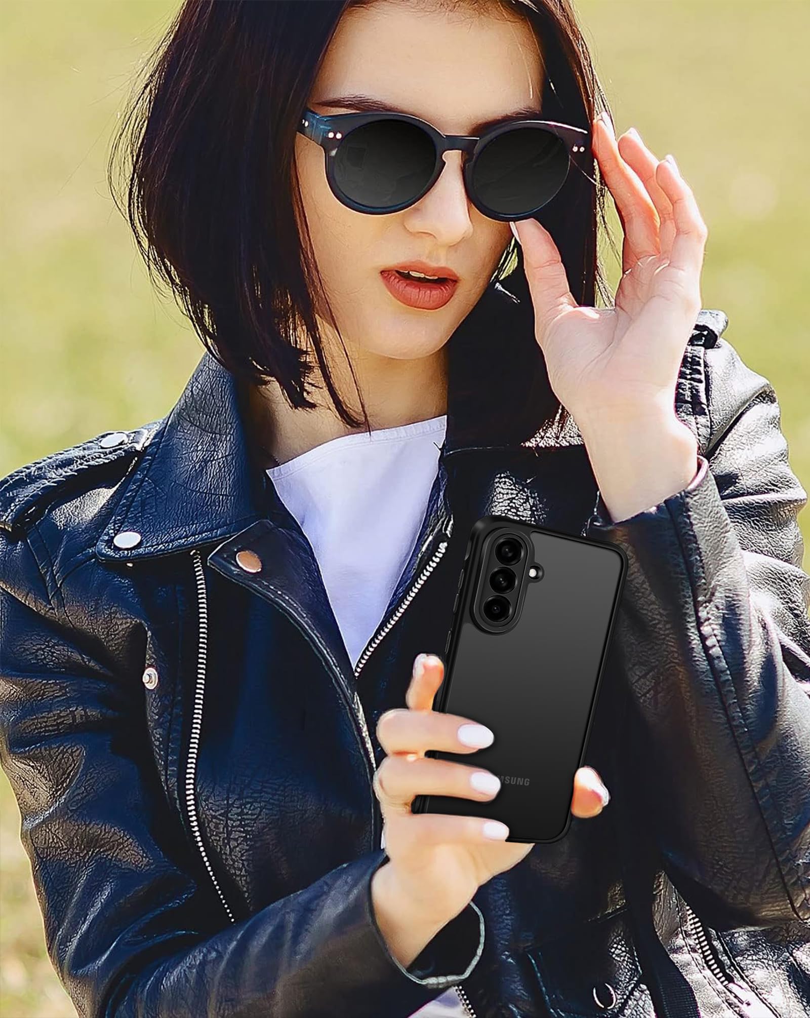 iVoler Cover Opaca per Samsung Galaxy A56 5G con 2 Pezzi Vetro Temperato, [Antiurto di Grado Militare] [Protezione Della Fotocamera] Custodia Traslucida Posteriore Sottile Anti-Impronte Case, Nero