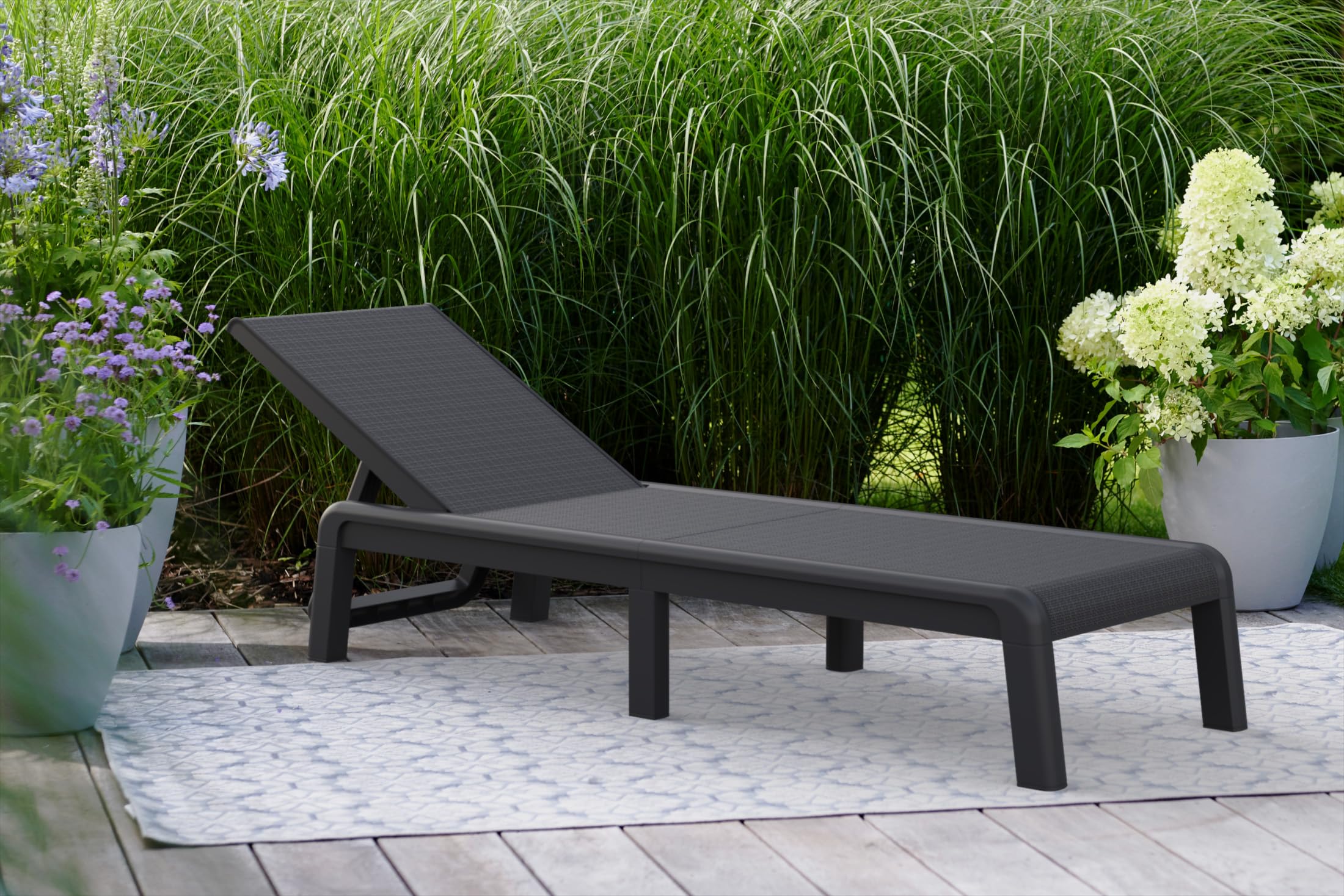 Keter Palma-Tumbona de Jardín Plegable, para Exterior terrazas, Patios, Jardines, 4 Posiciones, Color Grafito