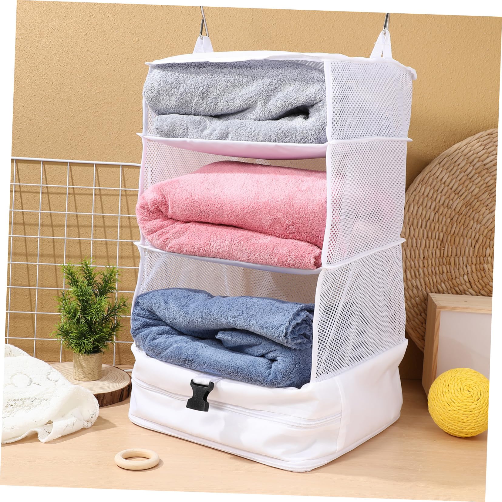 Cabilock de Embalaje Colgante de Tela Oxford y Es Fácil de Usar Cubo Blanco para Organizar Ropa Múltiples Compartimentos Protege la Ropa de Suciedad en Viajes y Armarios