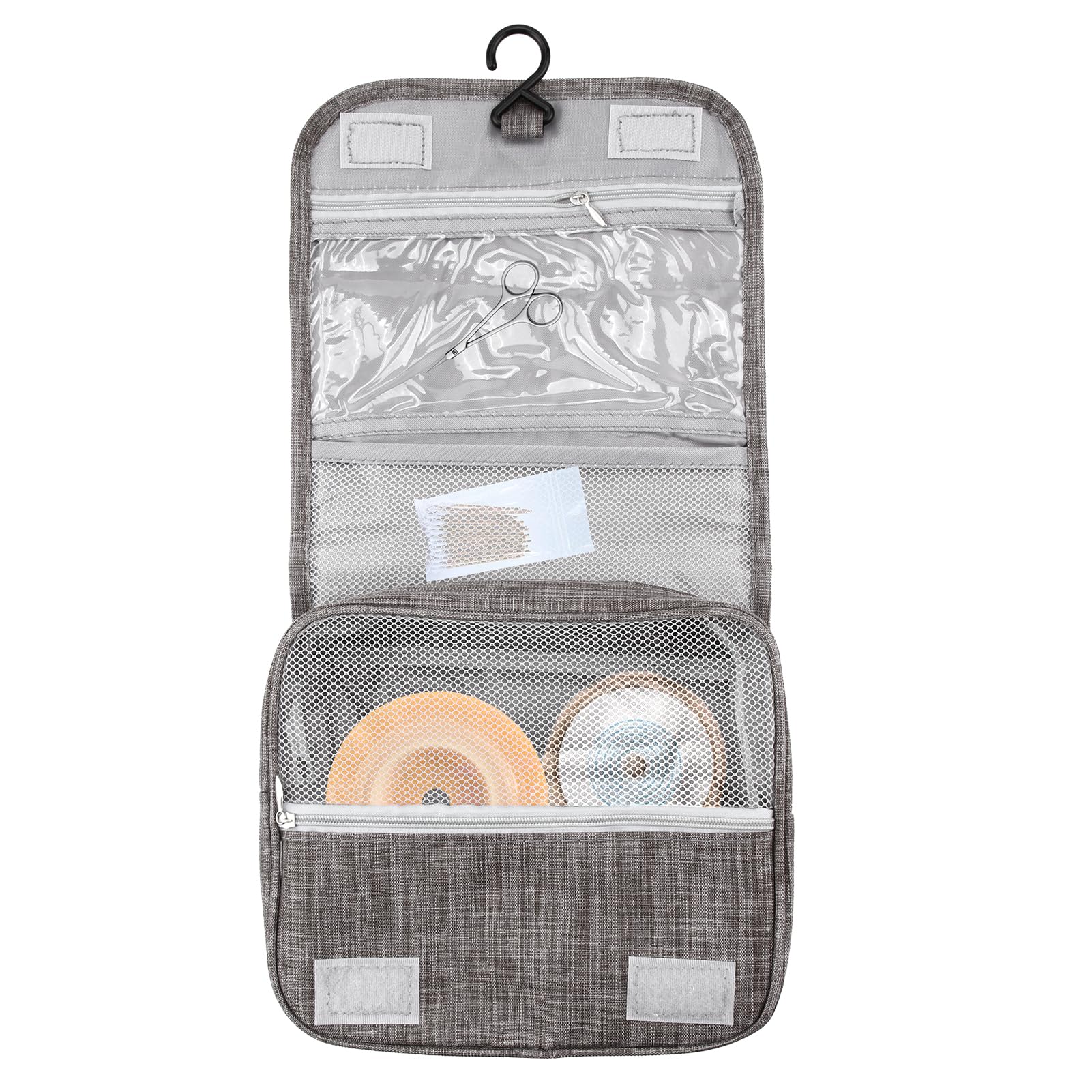 LKLKKC Ostomy Travel Bag Hanging Ostomy Supplies Bags for Colostomy, Foley Catheter, Ileostomy Pouch Accessories Hanging Toiletry Organizer (Gray)