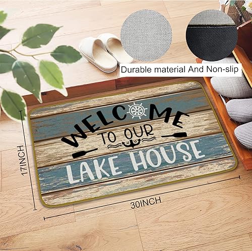 Miniatura 3 de Burosev Felpudo decorativo de bienvenida, alfombra de piso de casa de lago, decoración rústica de bienvenida a nuestra casa de lago, decoración de