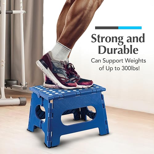 Handy Laundry Marchepied pliable de 22,9 cm, bleu, antidérapant, peut supporter 136 kg - 4
