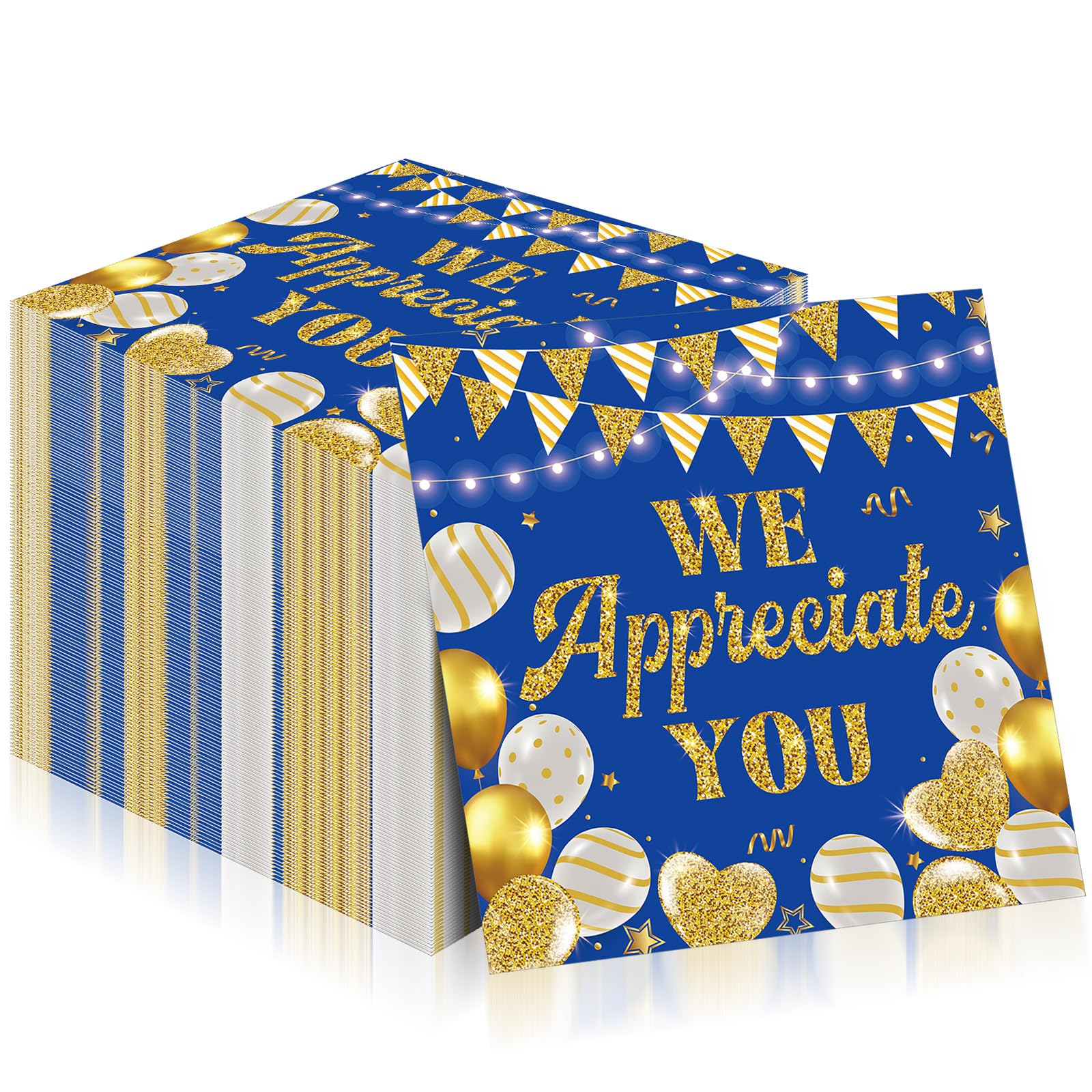 Chiisong 100 servilletas de agradecimiento con texto en inglés "We Apreciate You", servilletas decorativas Thank You for All You Do para empleados, profesores, médicos, voluntarios, decoraciones de