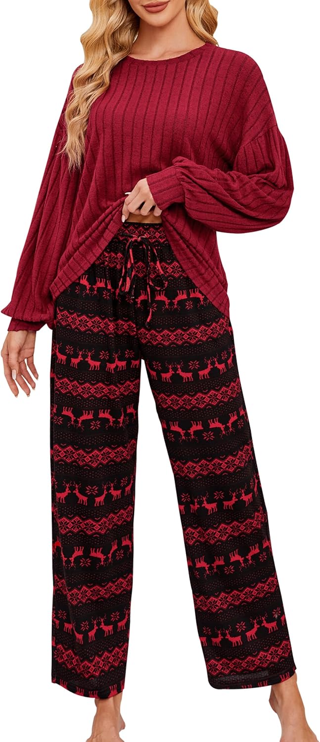 Blooming Jelly Womens Lounge Set Cute Long Sleeve Pajama Sets Casual 2 Piece Pj Outfit Fall Sleepwear Pockets