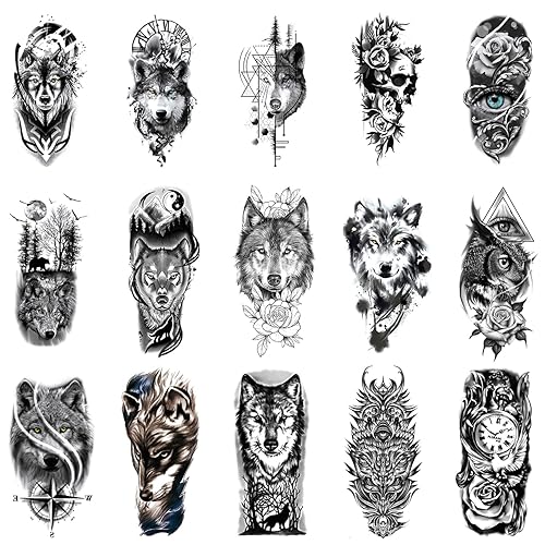 Miniatura 2 de Glaryyears Tatuaje temporal de animales para hombres, mujeres y adultos, paquete de 15 tatuajes falsos grandes, tatuajes realistas de larga duración