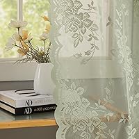 Vista 46 de YJ YANJUN Cortinas traslúcidas negras de 54 pulgadas de largo, panel de cortina de encaje gótico victoriano para cocina, cortinas cortas