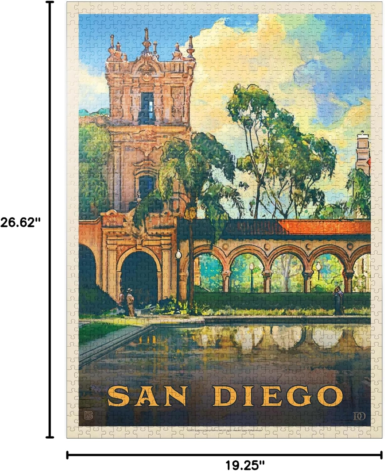 MyPuzzle San Diego, CA: Balboa Park, Vintage Poster - Premium 1000 Piece Jigsaw Puzzle for Adults