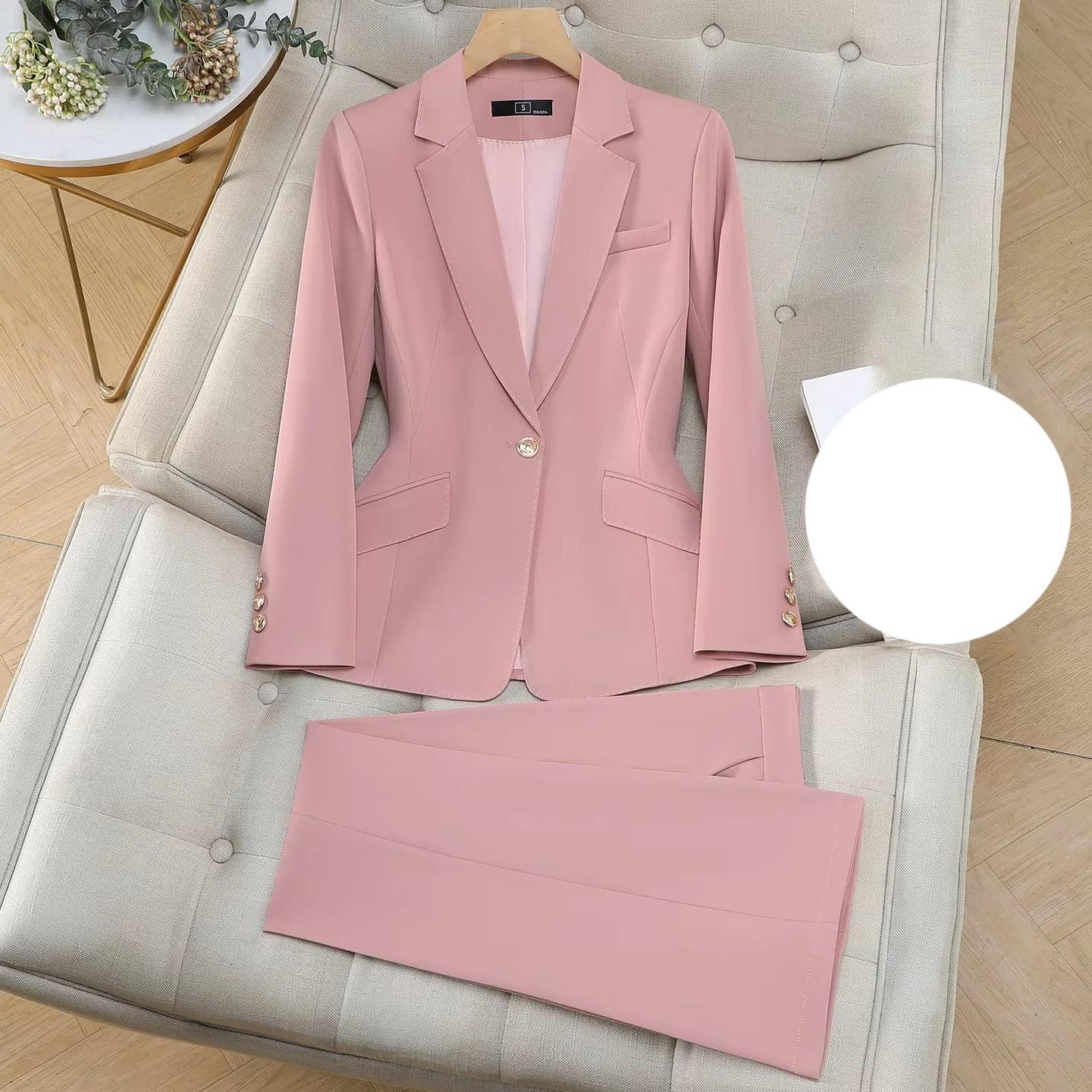 Women's Double Breasted Office Suit Set Blazer Pants Work Outfit