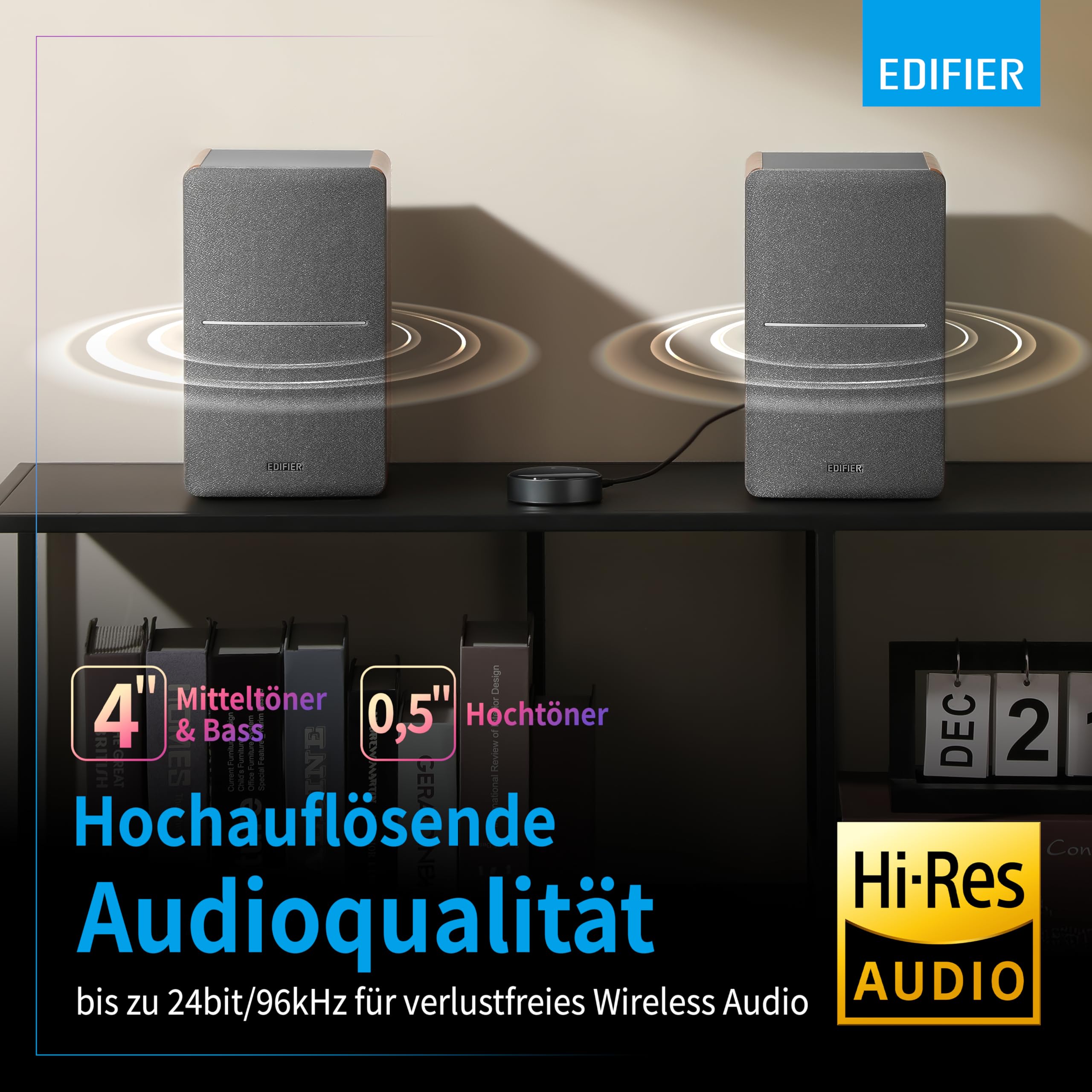 EDIFIER R1280T aktywny głośnik w zestawie z WiiM Mini – idealne połączenie multiroom, AirPlay 2, Alexa, Siri, Hi-Res Audio Streaming firmy Spotify, Amazon Music itp.