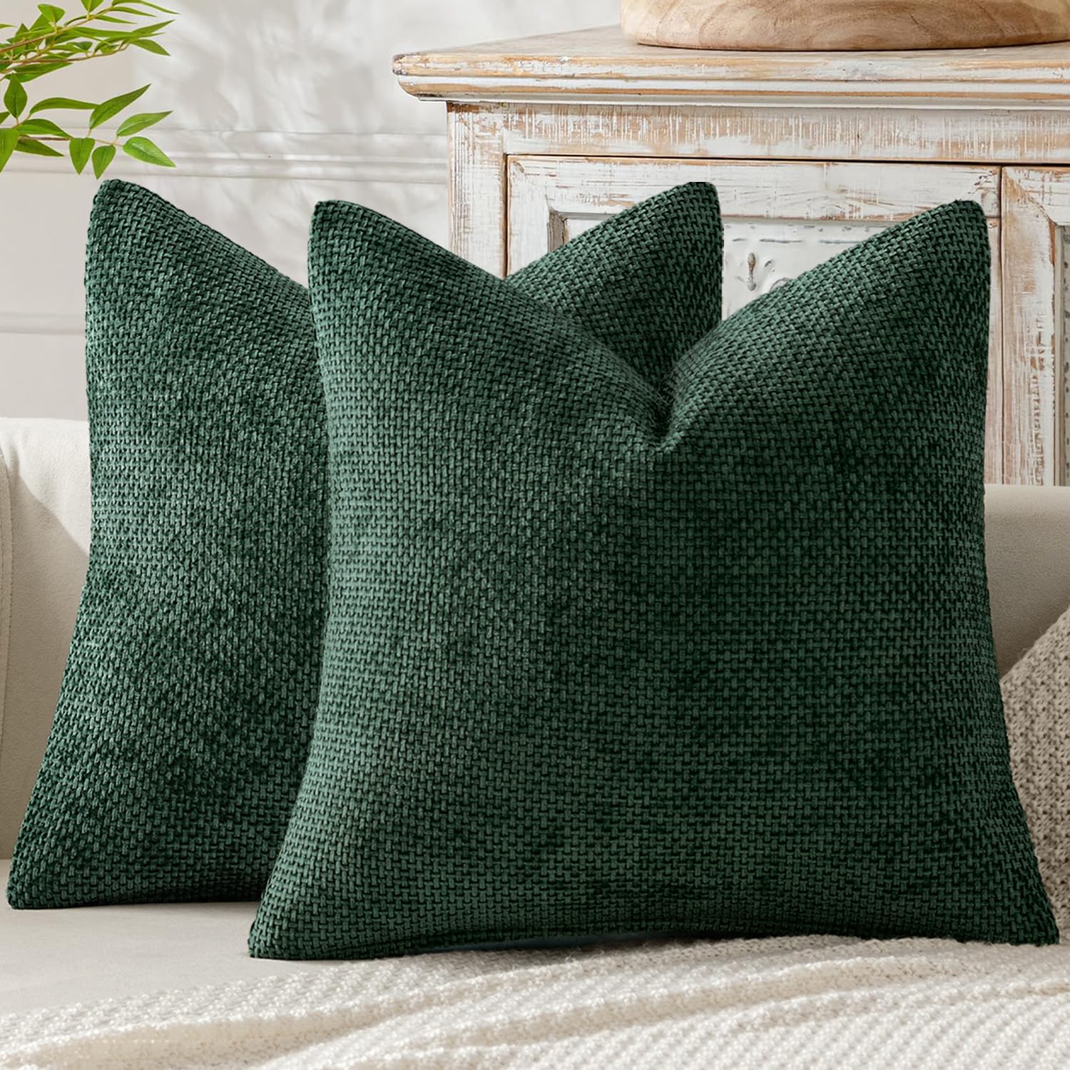 MIULEE Kissenbezug 2er Set Chenille Kissenbezüge Sofakissen Weiche Dekokissen Kissenhüllen mit Elegantem Design CouchKissen Zierkissen für Bett Sofa und Wohnzimmer