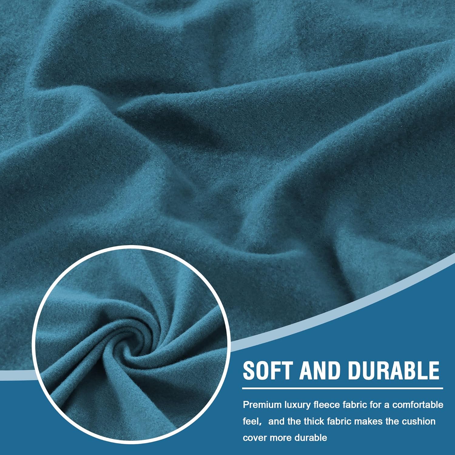 H.VERSAILTEX Sofa Slipcovers for 3 Seat Cushion Couch 100% Waterproof Sofa Covers for Dogs Cushion Covers Featuring Thick Dual Fleece Fabric(3 Pieces Sofa Cushion Covers, Peacock Blue)