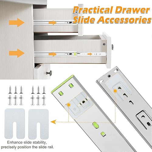 Miniatura 2 de Diapositivas de cajón de 16 pulgadas, 10 pares de correderas de cajón de cierre suave, deslizadores de cajón de extensión completa con rodamientos