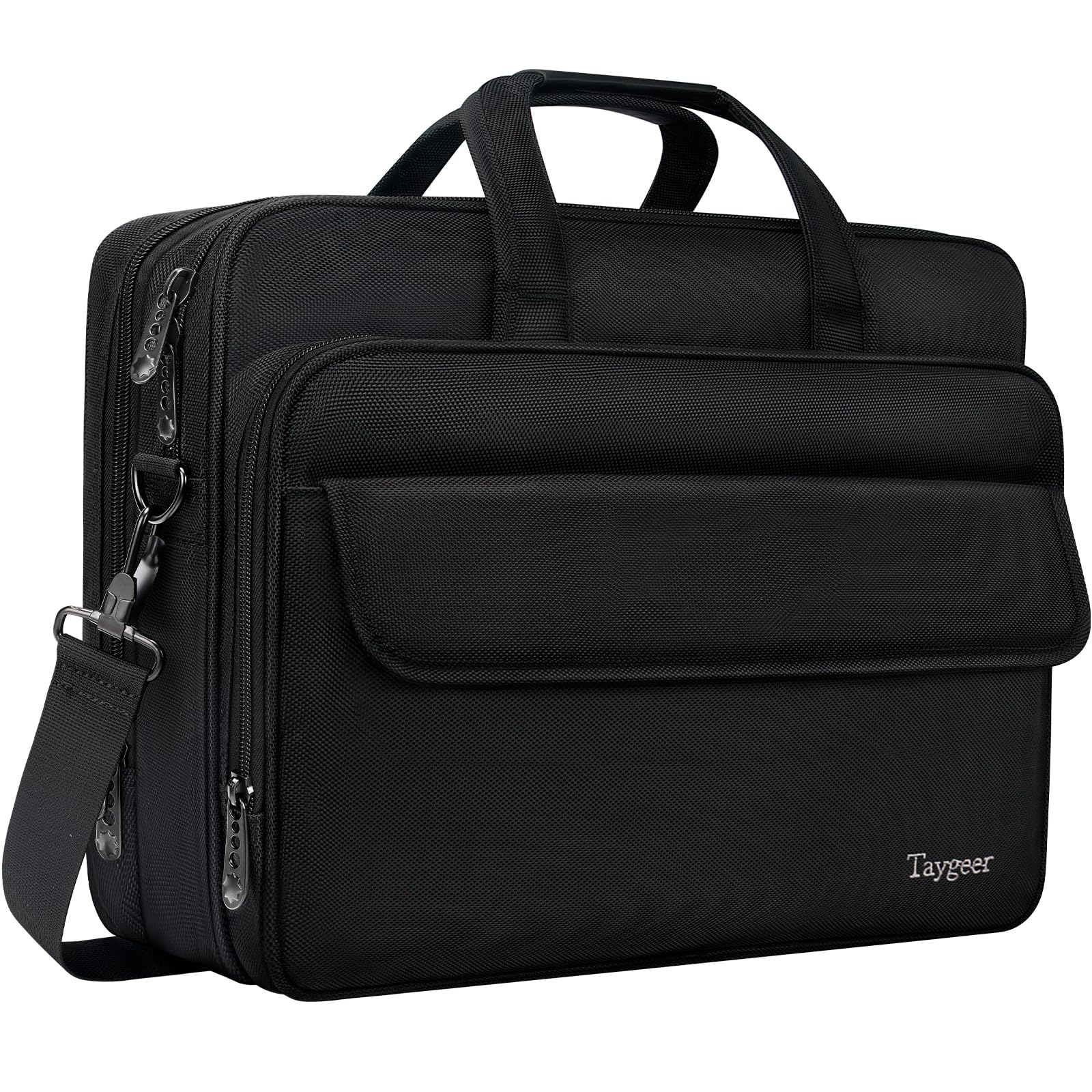 Taygeer Sac Ordinateur Portable Expansible 17 Poucse, Ordinateur Sac Messenger Résistant à l'eau Voyage Bureau Sacs bandouliere pour les hommes Portez sur Mallette Business Handcase, Noir