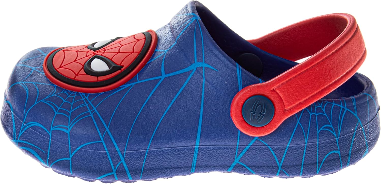 Josmo Kids Spiderman Clog Sandal Waterproof Slip-On Slides for Boys - Spidey Closed Toe Clogs with Backstrap (Sizes 5-10 Toddlers / 11-12 Little Kids) - Image 2