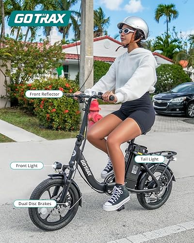 Vista 4 de Gotrax Bicicleta Eléctrica Plegable de 16", Alcance Máximo de 28 Millas (Asistencia de Pedal) y Velocidad de 15.5 Mph Impulsada por Pico de 500W