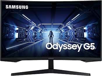 (Refurbished) Samsung 27-inch(68.46cm) Odyssey G5 Gaming, Ultra WQHD, 144 Hz, 1ms, 1000R Curved Monitor, QLED, AMD FreeSync Premium (LC27G55TQBWXXL, B...