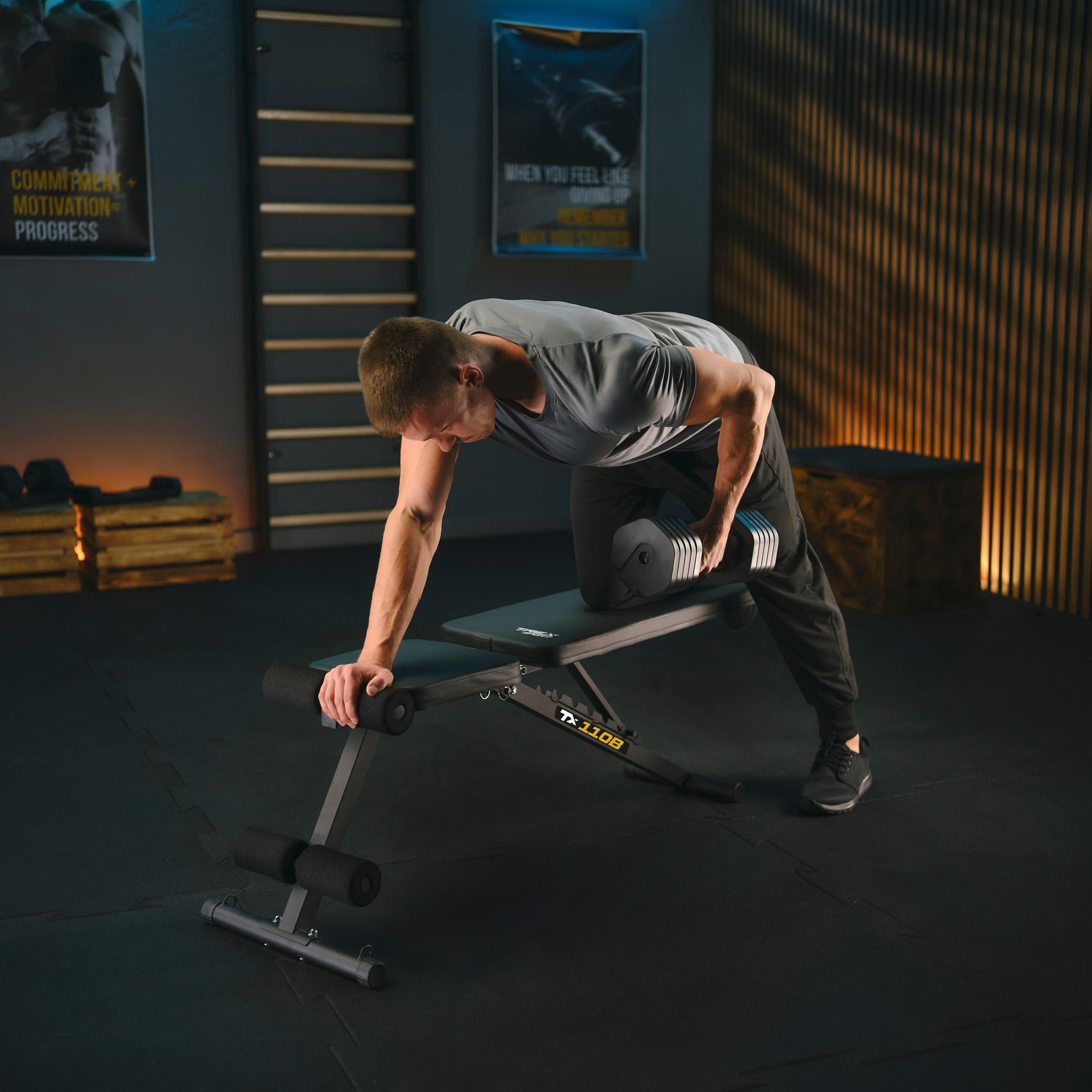 TREX SPORT TX-110B Hantelbank klappbar | Trainingsbank 7-fach verstellbare Rückenlehne | Flachbank & Schrägbank