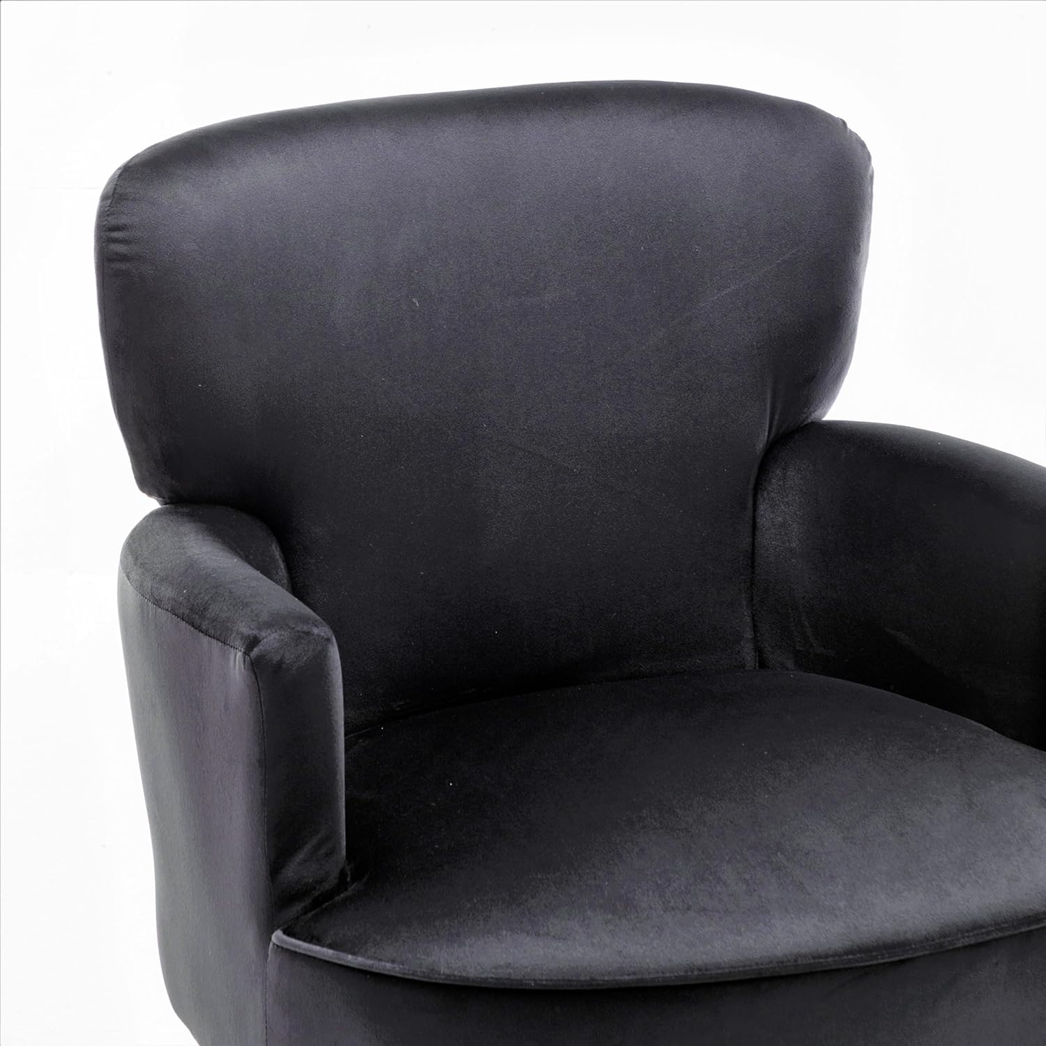 Container Furniture Direct Trendy Velvet Accent Chair with Gold Metal Legs, Upholstered Armchair for Small to Mid-Size Spaces, Modern Living Room, Bedroom, Vanity Desk and Entryway, Black