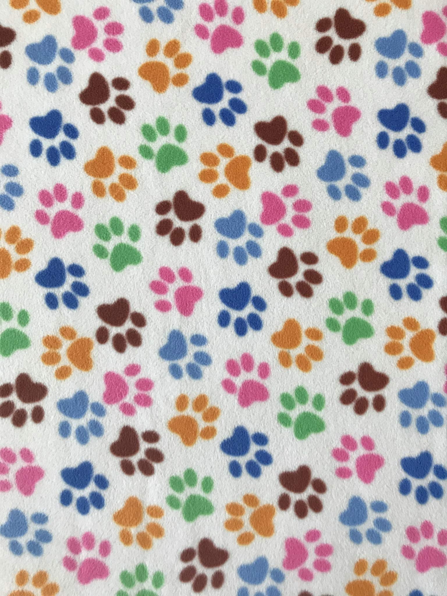 Tia Knight New Exclusive Children's Prints Premium Quality Anti-Pill Polar Fleece Soft Washable Fabric Sold by The Metre Same Day Dispatch (Paws Multi (Cream), 1 Metre) — image 1