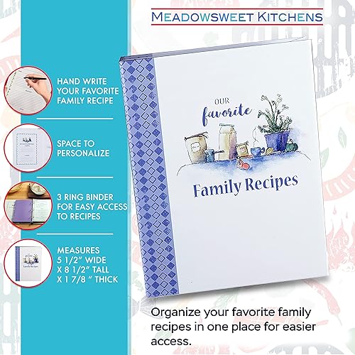 Miniatura 2 de Nuestra carpeta de recetas familiares favoritas, carpeta de recetas de 3 anillos, libro de recetas en blanco con 50 páginas de recetas forradas y 8