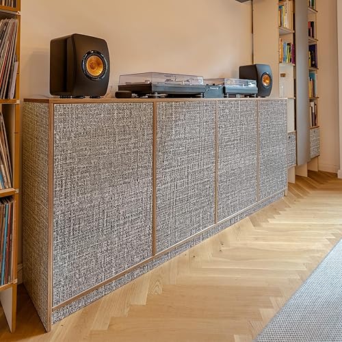 Miniatura 2 de WADILE Papel tapiz autoadhesivo de tela de 23.6 x 236 pulgadas, papel adhesivo texturizado para armarios, papel de pared de lino sintético, para