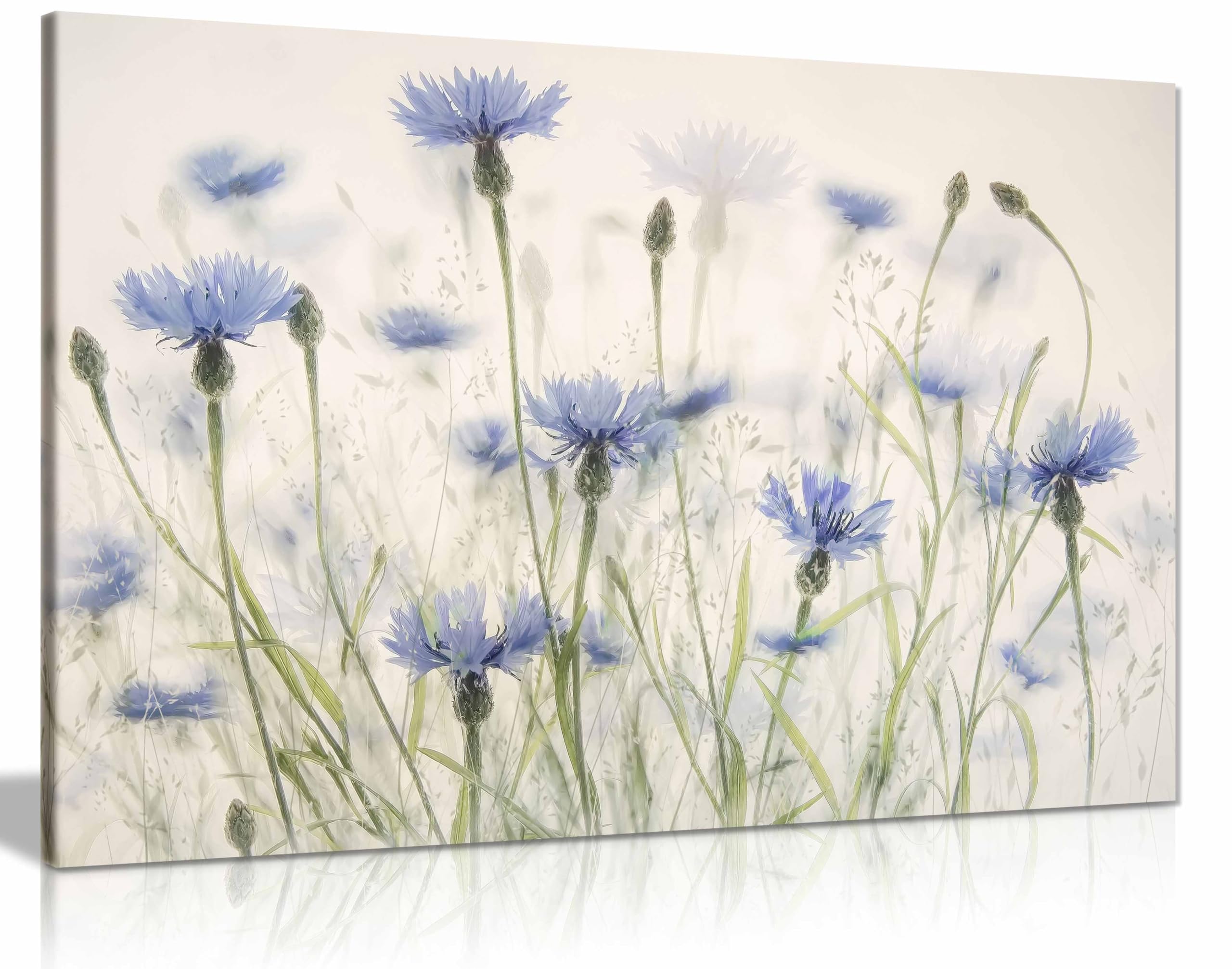 Panther Print Framed Canvas Cornflowers Canvas Print, Framed Wall Art Pictures For Home Decor 76X51cm (30X20in)